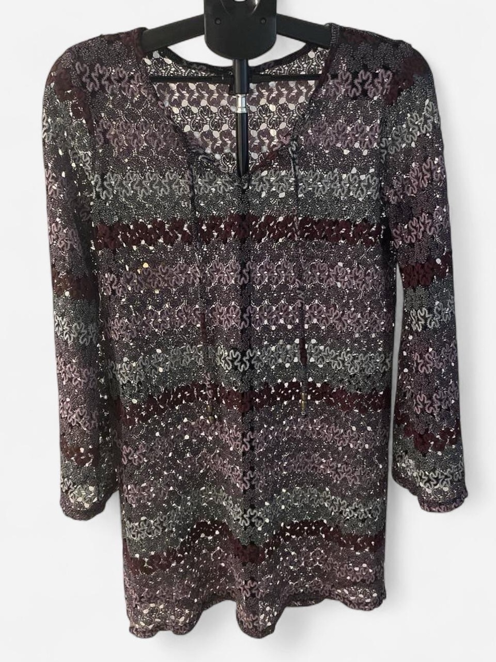 BeBop Black and Pink Crochet Swimsuit Coverup